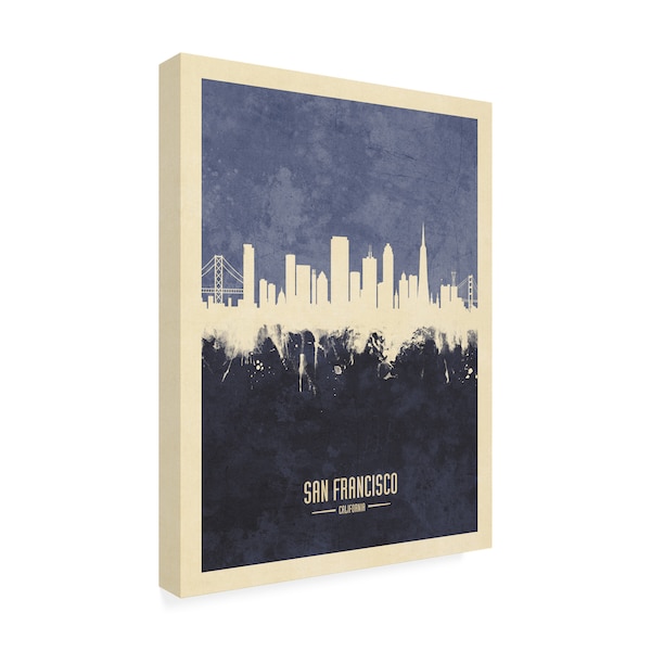 Michael Tompsett 'San Francisco California Skyline Navy' Canvas Art,18x24